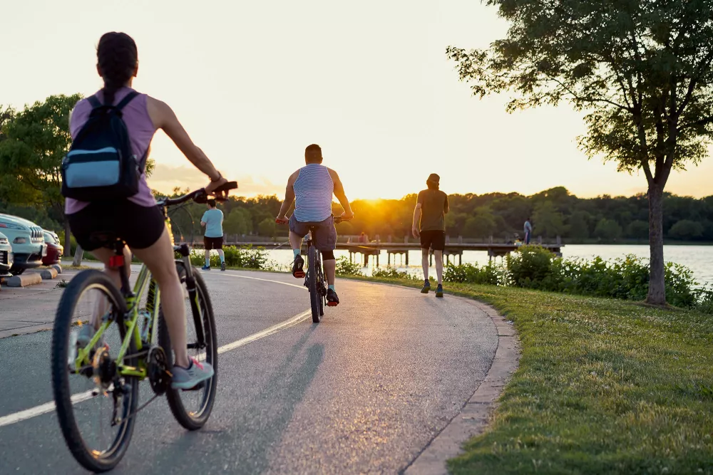 people biking at a park