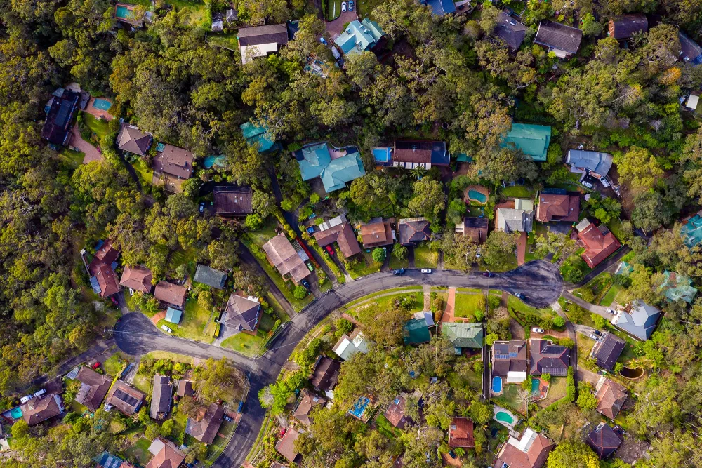 aerial view of forestry in neighborhoods