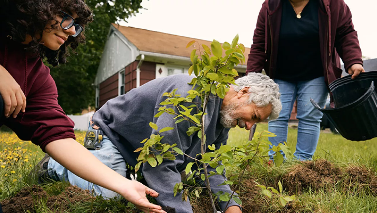 Groundwork Bridgeport, an Arbor Day Foundation planting partner, plants urban trees to protect the community from heat.